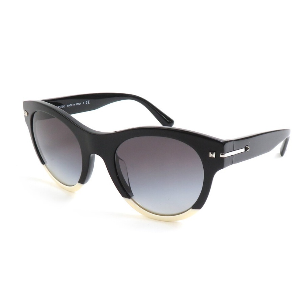 Valentino VA4020 Oversized Round Cat-Eye Sunglasses –Black/Ivory